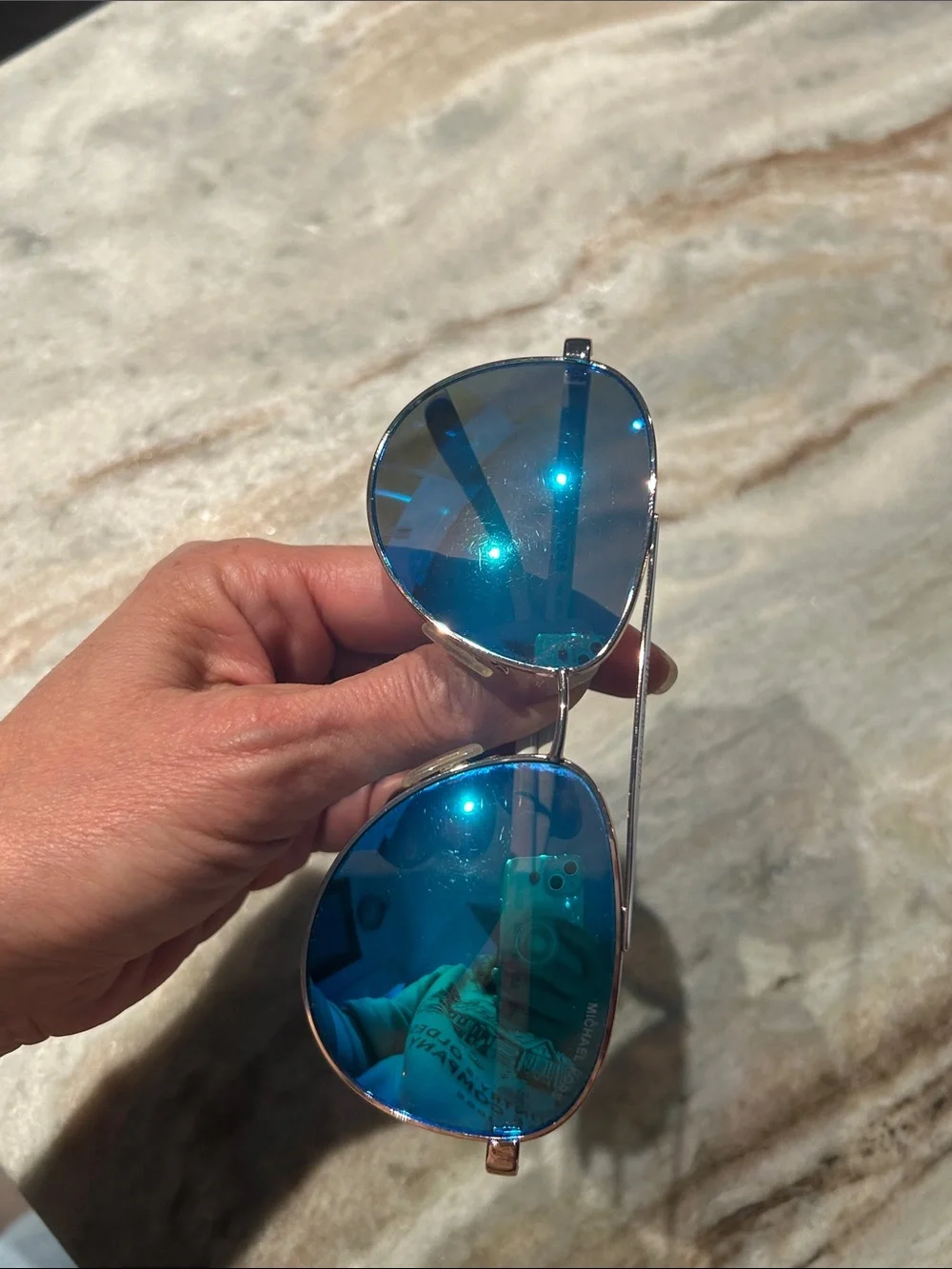 MICHAEL KORS BLUE MIRROR AVIATOR SUNGLASSES MK 5007 (Hvar)